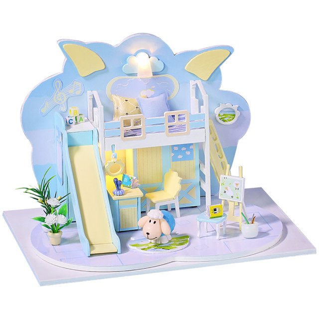 3D Miniature Dollhouse Kit DIY Luminous Wooden Craft House Kit Mini House Model