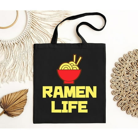 vintage Ramen Life Bag Featuring Tasty Japanese Noodle Bowl Men Gift Black Tote Bag-TH17483