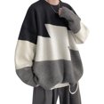 thumbnail image 1 of Suéter de cuello redondo de gran tamaño para hombre de invierno 2021, estilo hip hop, Harajuku, ropa de calle, suéter de punto de retazos holgado y cálido de estilo coreano, 1 of 4