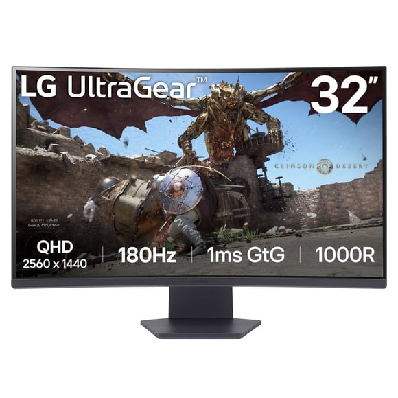 Open Box – LG UltraGear 32GS60QX-B 32" QHD Curved Gaming Monitor ips – Black (2560 x 1440 / 180Hz / 1ms GTG)