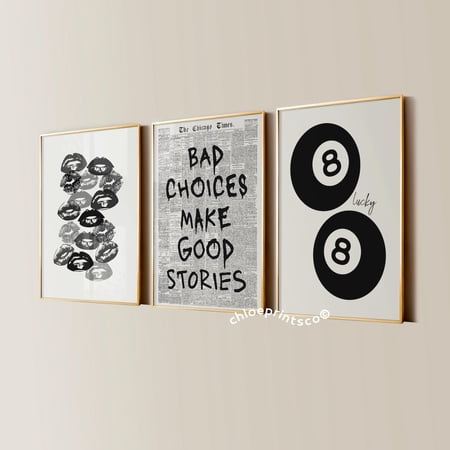 Stockholm Style Room Decor Bedroom Wall Art Set 3 Unframed Paper Print 8x12