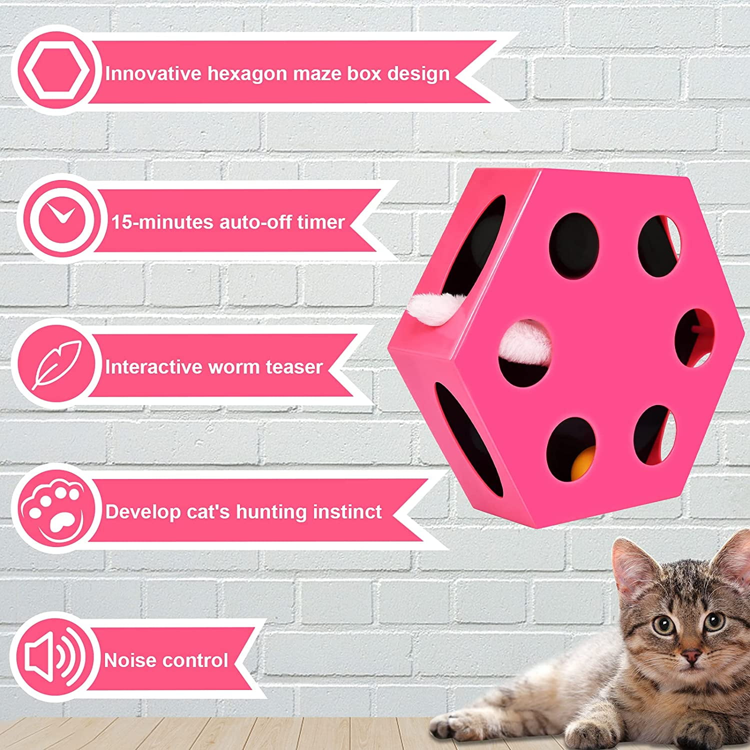 Pefilos 8" Interactive Cat Toys for Indoor Cats, Electronic Automated Cat Toys with Mouse Tail & Ball, Exerciser Entertainment Hunting for Kitty Pet, Pink Pefilos 8" Interactive Cat Toys for Indoor Cats, Electronic Automated Cat Toys with Mouse Tail & Ball, Exerciser Entertainment Hunting for Kitty Pet, Pink