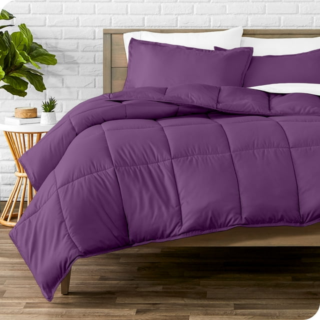 Bare Home Goose Down Alternative Comforter Set - 3 Piece Set - Oversized Queen, Plum