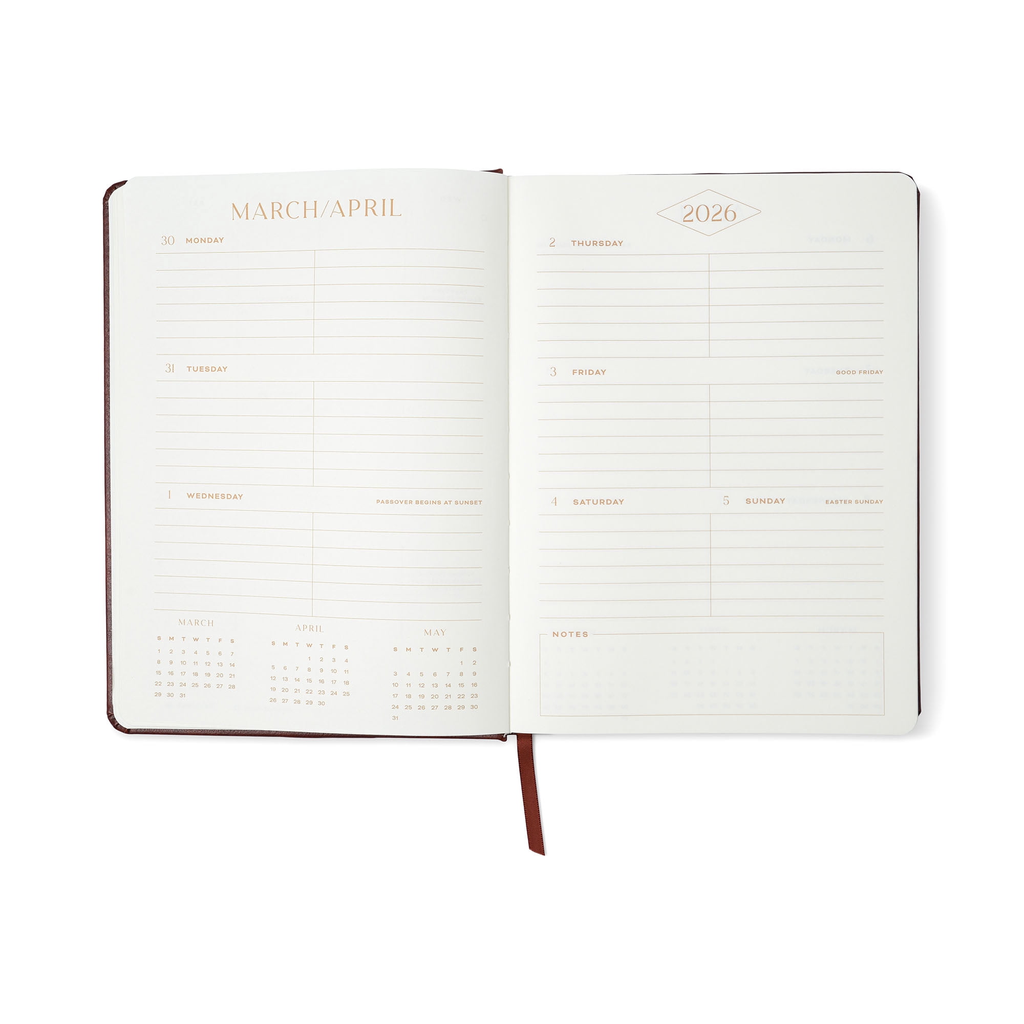 Think Ink 15-Month Weekly Leatherette Planner, 6.5 x 9, Brown, April 2026 - June 2027