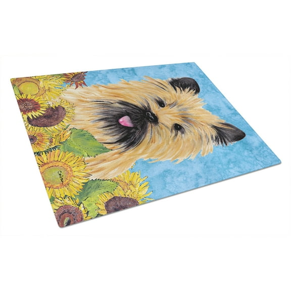 Carolines Treasures SC9057LCB Cairn Terrier in Summer Flowers Glass Cutting Board Large, 12H x 16W, multicolor