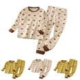 thumbnail image 4 of Dezsed Baby Girl Boy Clothes Outfits Clearance Toddler Baby Kids Winter Boys Girls Solid Color Bear Print Long Sleeved Home Wear Clothes Suit Yellow B 12 Months, 4 of 4