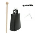 thumbnail image 3 of Metal Cow Bell Noise Maker, Metal Cowbell Musical Instrument Accessories with Stick for Drum Set 5 Inch / 12.7cm, 3 of 7