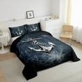 thumbnail image 3 of Nautical Anchor Comforter Set Full Size,Retro Navy Black Spider Web Trippy Bedding Set 3 Pcs for Teens Young,Navigation Ocean Adventure Theme Psychedelic Down Comforter,2 Pillowcases, 3 of 6