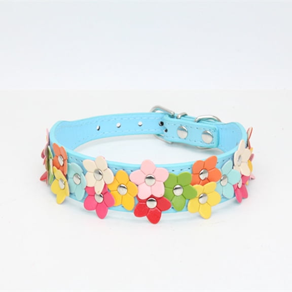 Flower Cute Leather Studded Necklaces Pet Dog Collars For Small Medium Dogs Chihuahua