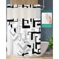 thumbnail image 2 of No Hook Shower Curtain with Snap in Liner, Geometric Abstract Modern Black and Gray Pattern Hotel Shower Curtains for Bathroom, Washable Shower Curtain Liner Set with Mesh Top Window, 72"x72", 2 of 6