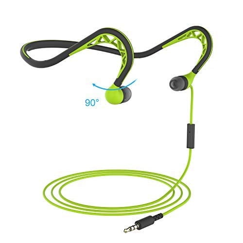 mucro wired headphones inear sports headphones for running, behind the