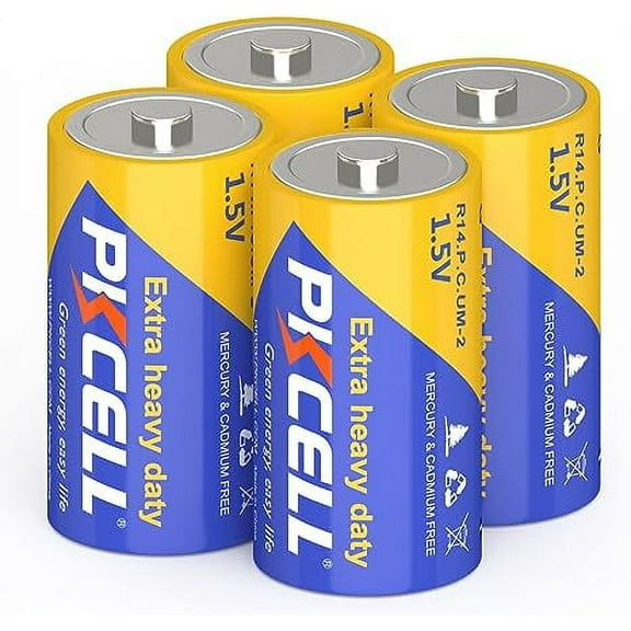 PKCELL C Battery, Long Lasting C Batteries, 4 Pack