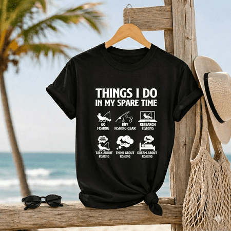 Things I Do In My Spare Time Fishing Boys Men Bass Fishing Slogan Unisex T-Shirt up to size 5XL