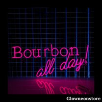 Glowneon Bourbon All Day Neon Sign, Bourbon All Day Led Sign, Bourbon Whiskey LED Light