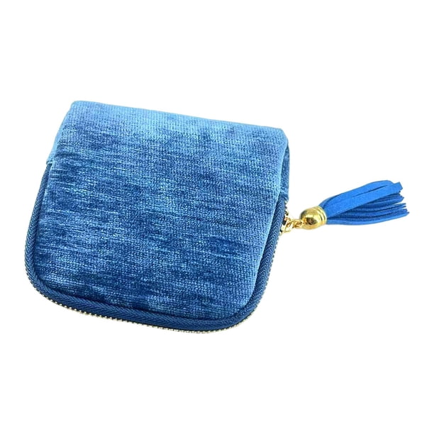 Estuche organizador de joyas de viaje pequeño, bolsa de almacenamiento de anillos para viajes de negocios Azul hielo claro
