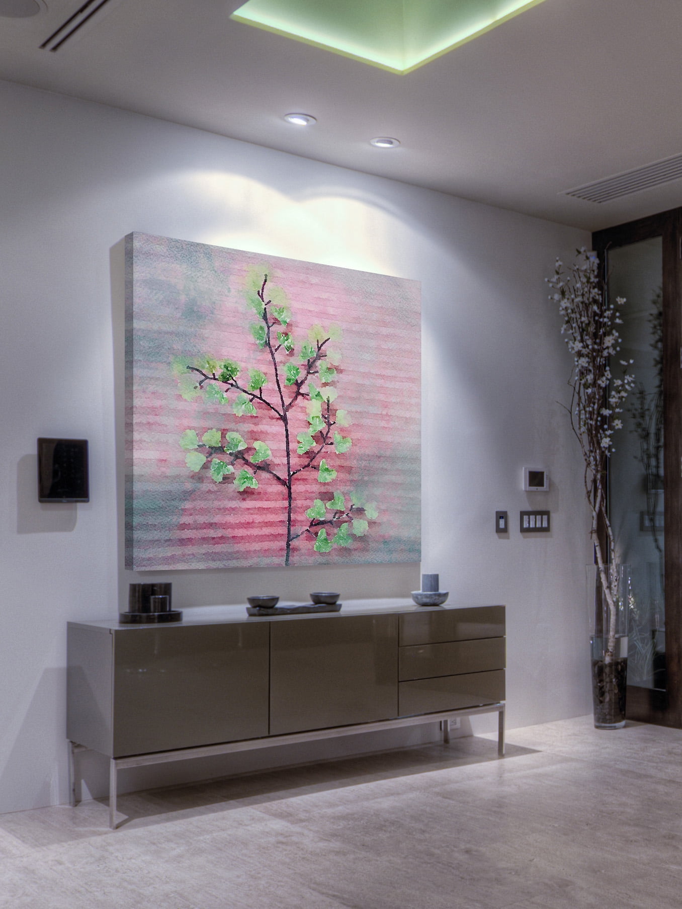 "Pink and Green" Painting Print on Wrapped Canvas