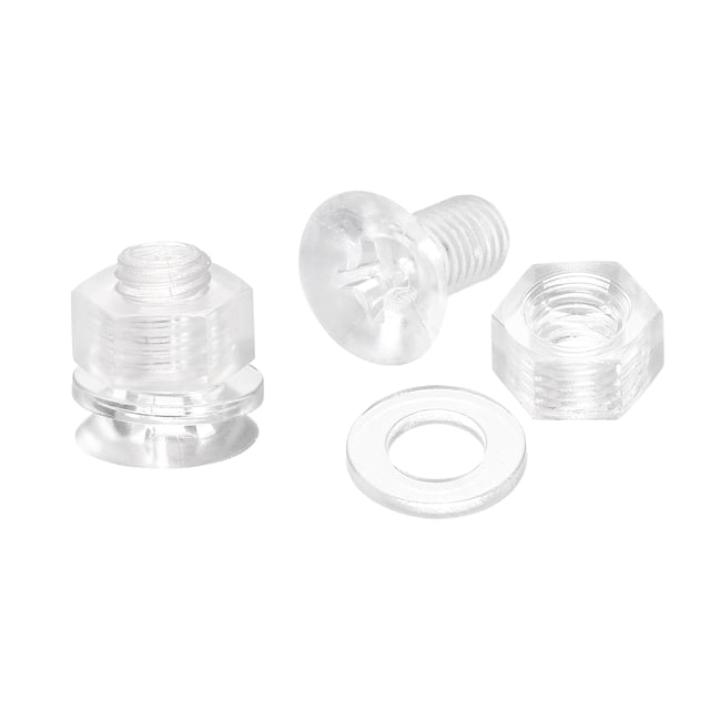 Unique Bargains M8 x 16mm Plastic Phillips Machine Screws with Nuts and Flat Washers, PC Flat Head Machine Bolts 20 Sets
