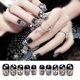 thumbnail image 2 of Uñas postizas de almendra de longitud media, 24 unidades, brillantes y largas, con diamantes de imitación y adhesivos para manicura para mujeres y niñas, 2 of 8