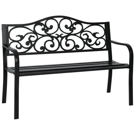 Best Choice Products 50in Classic Metal Garden Bench for Yard, Porch, Patio w/ Decorative Verdi Floral Scroll Design -