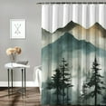 thumbnail image 2 of Creowell Mountain Trees Fog Modern Waterproof Shower Curtain Set for Country Cottage & Farmhouse Bathroom Decor 100% Polyester Fiber with Hooks 36x72, 2 of 7