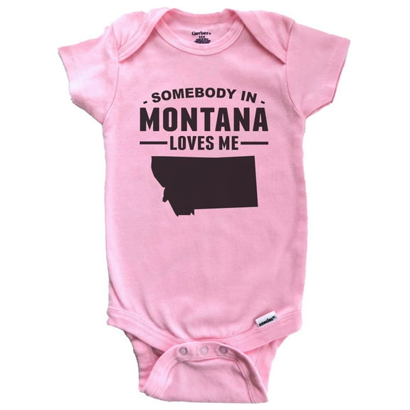 Somebody In Montana Loves Me Baby Bodysuit - Montana Baby Bodysuit (Pink)