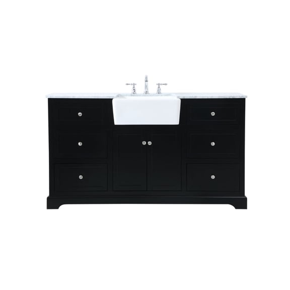 Elegant Decor Franklin 60" Wood Single Bathroom Vanity in Black