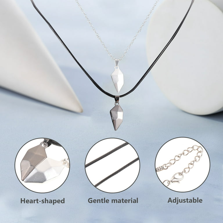 1 Pair of Magnetic Heart Charm Necklace Family Friends Couples Neck Jewelry  Gifts 