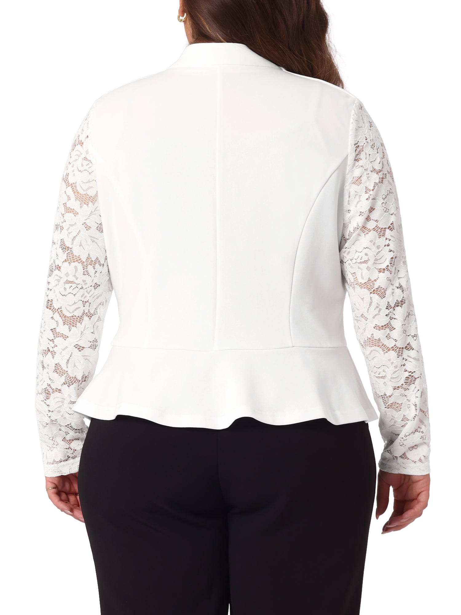 DARING DIVA Women's Plus Long Sleeve Lace Cropped Cardigans Shrug Bolero White 3X