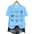 thumbnail image 5 of yueewhu Valentines Shirt for Women Romantic Love Heart Bow T-Shirts Valentine Day Lover Tee Tops (Light Blue, 3XL), 5 of 6