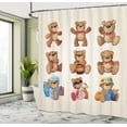 thumbnail image 4 of Ambesonne Cartoon Shower Curtain, Teddy Bear Design, 69"Wx70"L, Chocolate Cream, 4 of 4