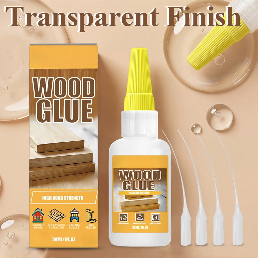 Super Strong Wood Glue, High Strength Fast Drying Clear Wood Glue, Heavy Duty Woods Glue for Crafts, Woods Glues for Furniture Heavy Duty, Waterproof, Transparent, Quick-Dry with Precision Tips