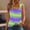 Green, variant on USSUMA Workout Tops for Women Women's Tank Tops Sleeveless Round Neck Camisole Cold Shoulder Loose Fit Printed Gradient Lounging Tshirt Loose Shirt Camping Blue Up to 45% off Tank Top for Women S