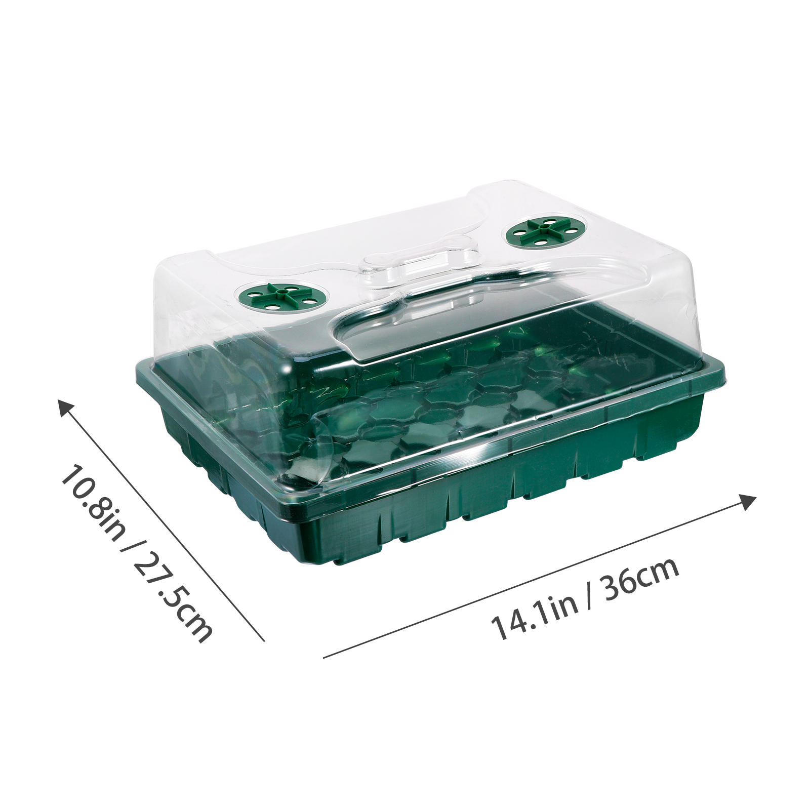 WEUVEB Hydroponic Plant Germination Tray with Clear UV-Protected Lid, Green Plastic Seed Starter for Optimal Plant Growth, 1 Set