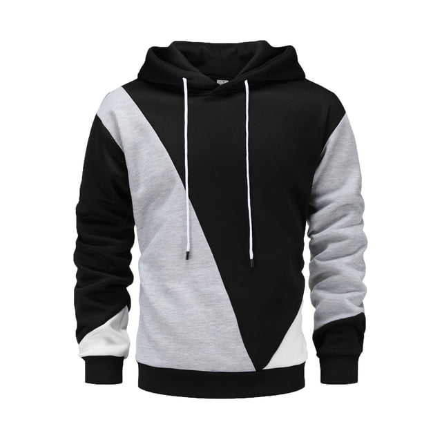 Dolkfu Sudadera con capucha de color contrastante para hombre, sudadera con capucha para hacer ejercicio, camiseta de manga larga casual para hombre L