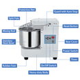 thumbnail image 4 of Commercial Food Mixer, 10.5 Qt Dual Rotating Dough Kneading Machine with Stainless Steel Bowl, Security Guard, Timer, 650W Baking Equipment for Restaurant, Pizzeria, 4 of 7