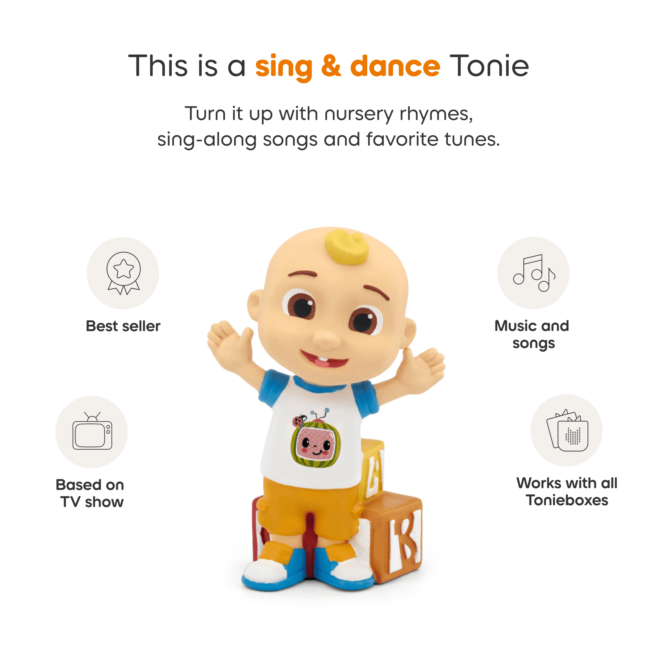 tonies Cocomelon JJ Audio Play Figurine for Portable Speaker, Small, Multicolor, Plastic, Friendship, Learning