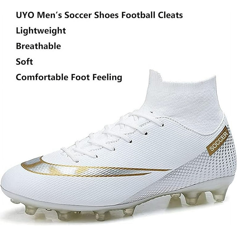 UYO Men s Soccer Shoes Football Cleats Outdoor High Tops Lace Up Non Slip Spikes AG FG Boots Walmart