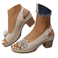 thumbnail image 3 of Sandales Ouvertes Confortables pour Femmes avec Design Fleur Creuse Talon Compensé Pantoufles pour Marche d'Été, 3 of 9