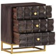 thumbnail image 4 of Mueble de cama VidaXL de madera de mango negro con detalles en latón, 4 of 9