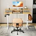thumbnail image 2 of Home Office Height Adjustable Electric Standing Desk with Storage Shelf Double Drawer, 2 of 5