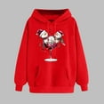 thumbnail image 2 of Fiaer Christmas Hoodie Women Snowman Plus Size Hooded Sweatshirts Drawstring Long Sleeve Loose Fit Trendy Tops with Pocket Red M, 2 of 3