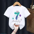 thumbnail image 3 of Bonita camiseta de algodón para niña, regalo de sexto cumpleaños, camiseta con estampado de corona de princesa sirena, camisetas blancas Harajuku Kawaii, 3 of 5