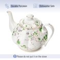 thumbnail image 3 of Btat- Tetera Floral 38 Oz Blanca Con Rosas Verdes Y Adornos Dorados Tetera De Porcelana Cerámica Apta Para Lavavajillas Regalos De Navidad, 3 of 5