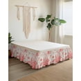 thumbnail image 2 of Coastal Red Wrap Around Bed Skirts for California King Bed 18" Drop,Bed Skirt with Adjustable Elastic Belt Dust Ruffle Bed Valance for Bedroom Nautical Coral Seahorse Starfish Shell Bed Frame Cover, 2 of 7