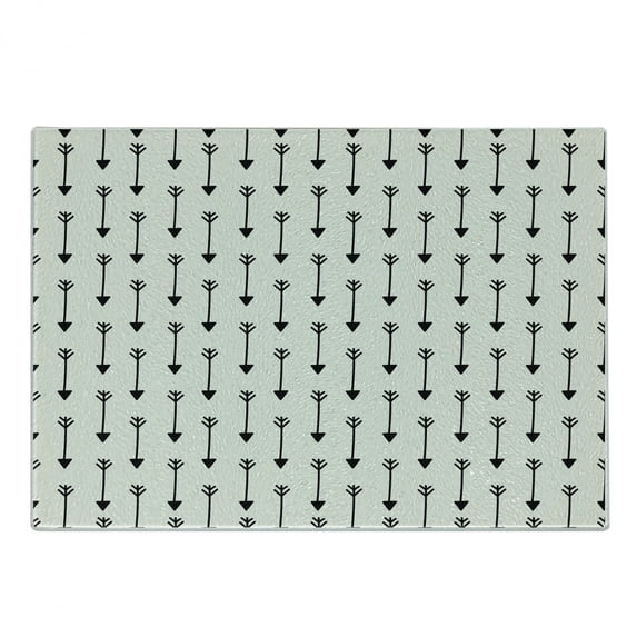 Arrow Cutting Board, Various Arrow Patterns on Retro Background Tools Boho Style Art, Decorative Tempered Glass Cutting and Serving Board, Small Size, Pale Beige Black, by Ambesonne