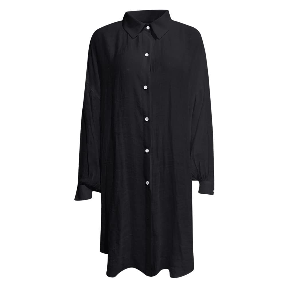 Linen Shirts for Women Summer Long Sleeve Button Down Blouses Lightweight Gauze Loose Casual Fashion Clothes
