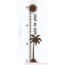 Palm Tree Growth Chart Vinyl Decals Beach Baby Room Nursery Wall Art Stickers, 10.5x39-Inch Chocolate Brown