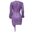 thumbnail image 4 of IROINNID Formal Dress for Women Wedding Guest Evening Party Formal Dress Spring And Summer V-Neck Solid Cotton And Linen Pocket Long Sleeved Dress,Purple, 4 of 5