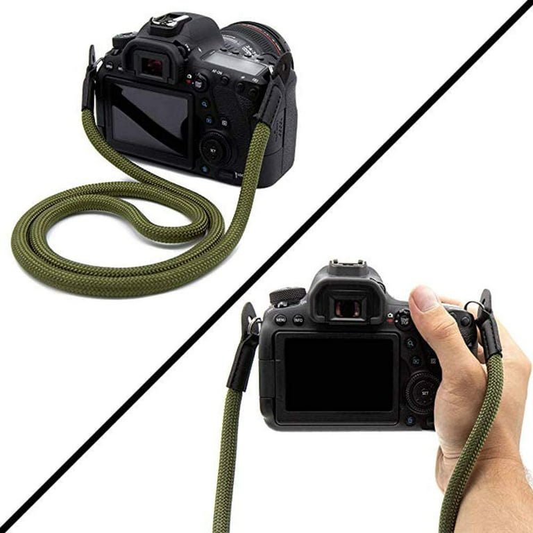 Camera Strap Vintage 100cm Nylon Climbing Rope Camera Neck Shoulder Strap  for Micro Single and DSLR Camera.(Army Green)
