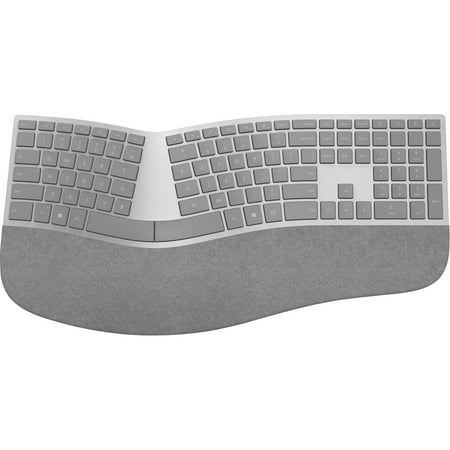 - Microsoft Surface Ergonomic Keyboard - Wireless Connectivity - Bluetooth - Compatible with Notebook, Smartphone (Windows, Mac, Android, iOS) - QWERTY Keys Layout - Gray